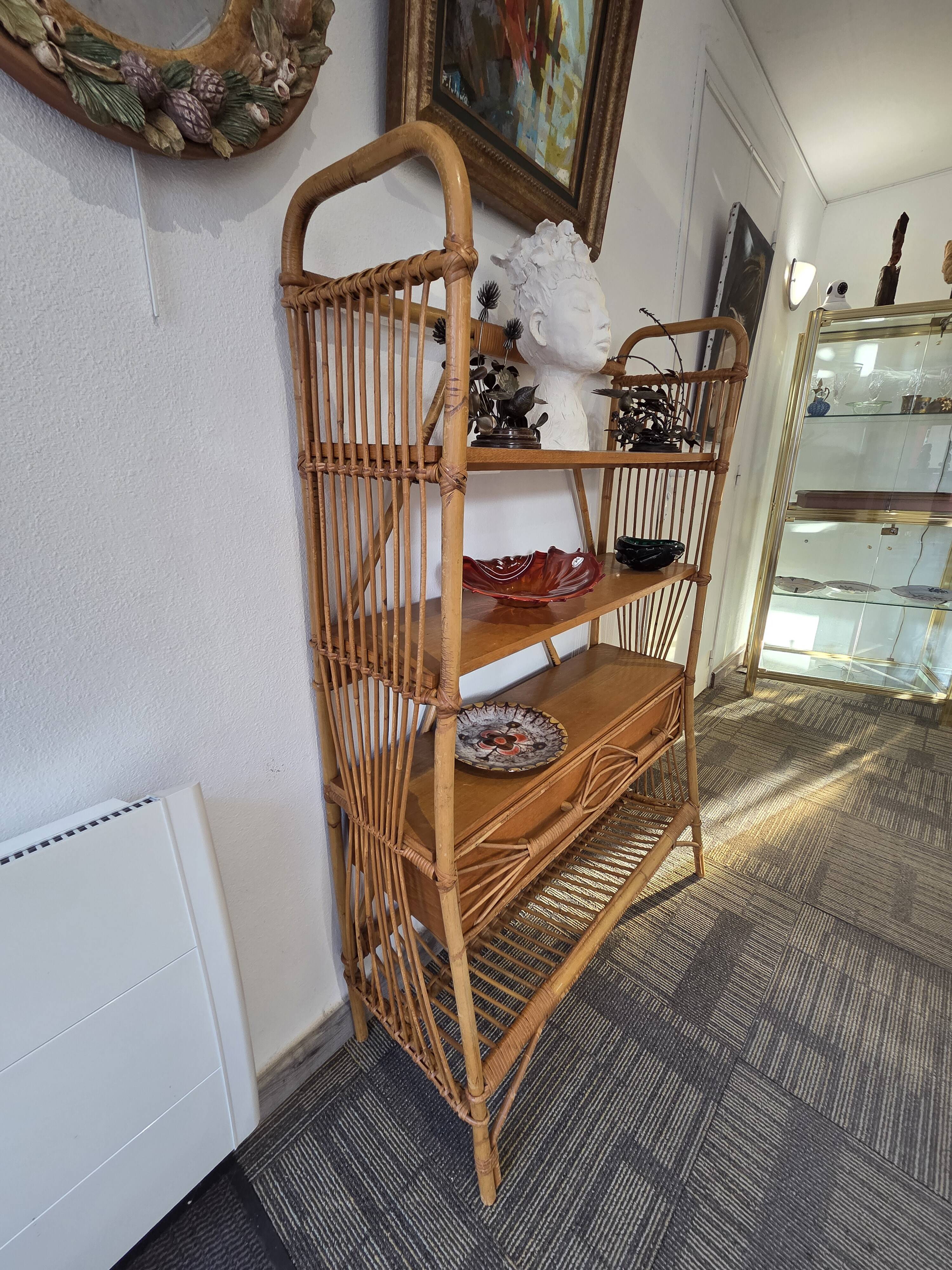 Rattan shelf – 1960s