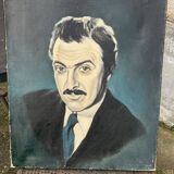 Painting, painting portrait of a man, vintage, circa 1960 unsigned, attributed to Roger Schmitt