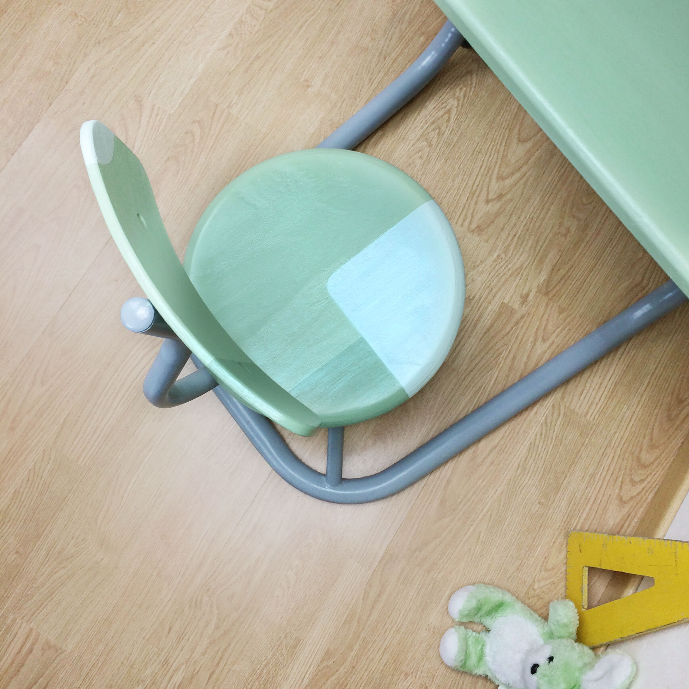 Adjustable green and grey school desk