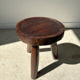 Brown solid wood stool hollow circular seat h:35cm d:30cm