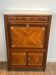 Louis XVI drop-leaf secretary in marquetry with a Carrara marble top.