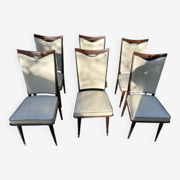 Set of 6 high back dining chairs from the 1950s - 1960s