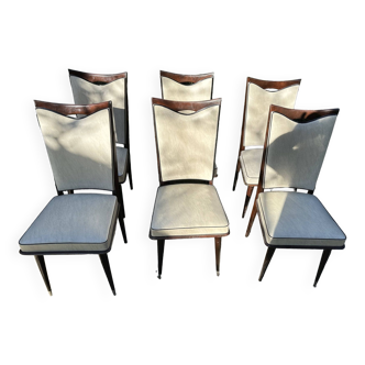 Set of 6 high back dining chairs from the 1950s - 1960s