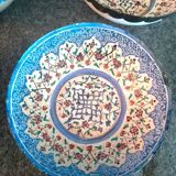 Set of 6 antique enameled copper bowls with Persian decoration