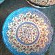 Set of 6 antique enameled copper bowls with Persian decoration