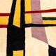 Handwoven wool tapestry with colourful geometric design. 2026.