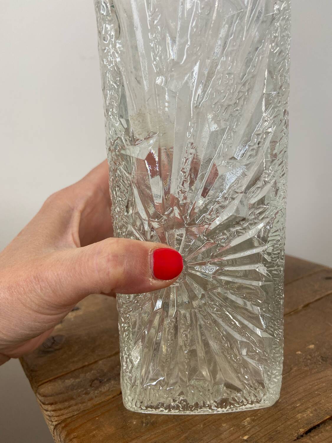 Vintage rectangular glass vase