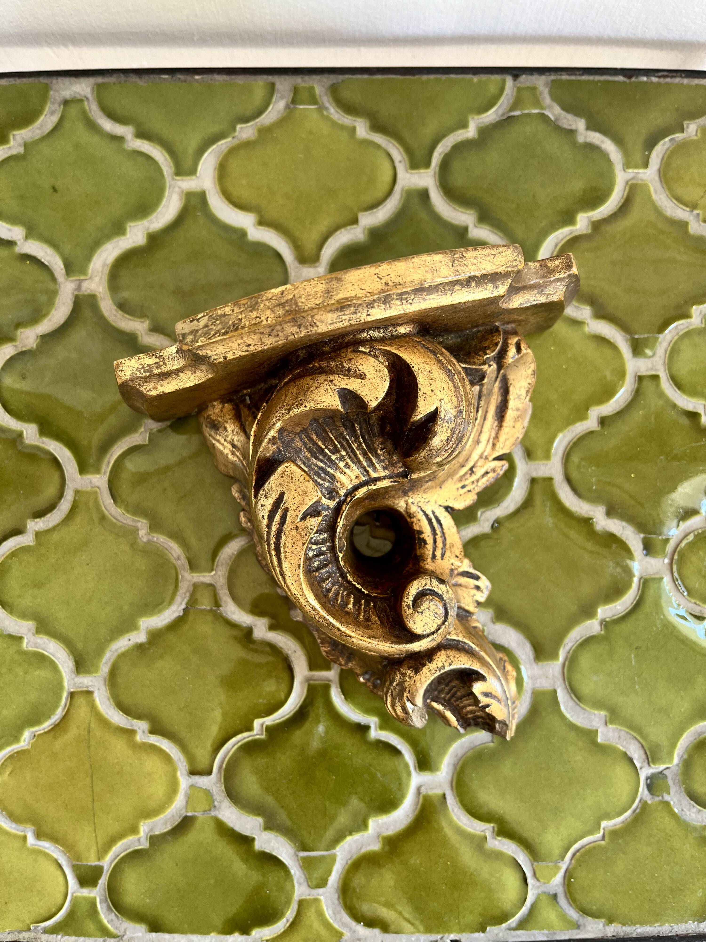 Baroque style wall console shelf in gilded wood