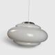Suspension UFO in white opal with steps and chrome metal