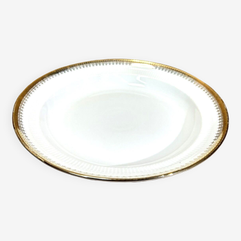 Plat rond creux porcelaine du berry "pl" filet doré vintage chic