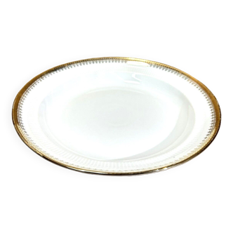 Plat rond creux porcelaine du berry "pl" filet doré vintage chic