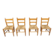 Mid century oak and wicker dining chairs, set of 4