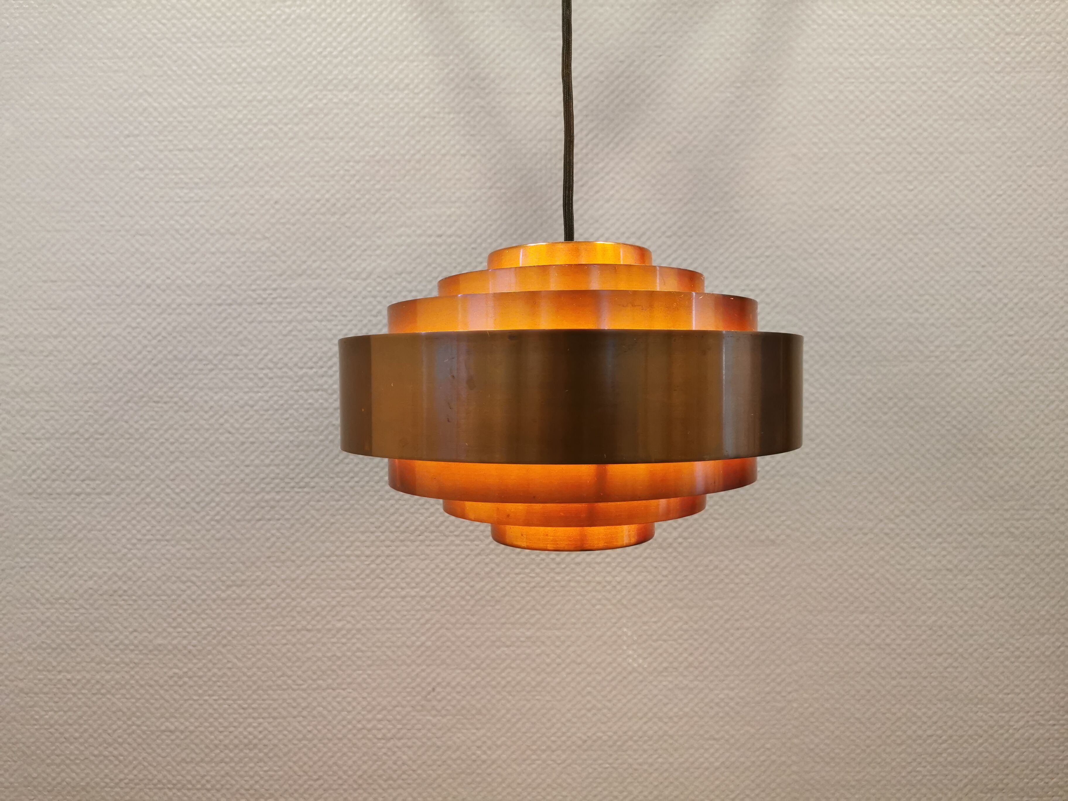 Suspension, modèle Ultra en cuivre massif conçue par Jo Hammerborg pour Fog Morup 1966