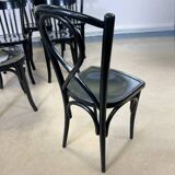 Lot de 16 chaises bistrot bois vernis noir Baumann/ Luterma anées 40/50 France