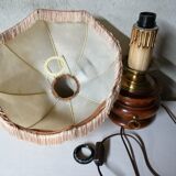 Ancient wooden and brass lamp
