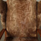 Brutalist oak lounge chair and ottoman in original goat hide, 1960s
