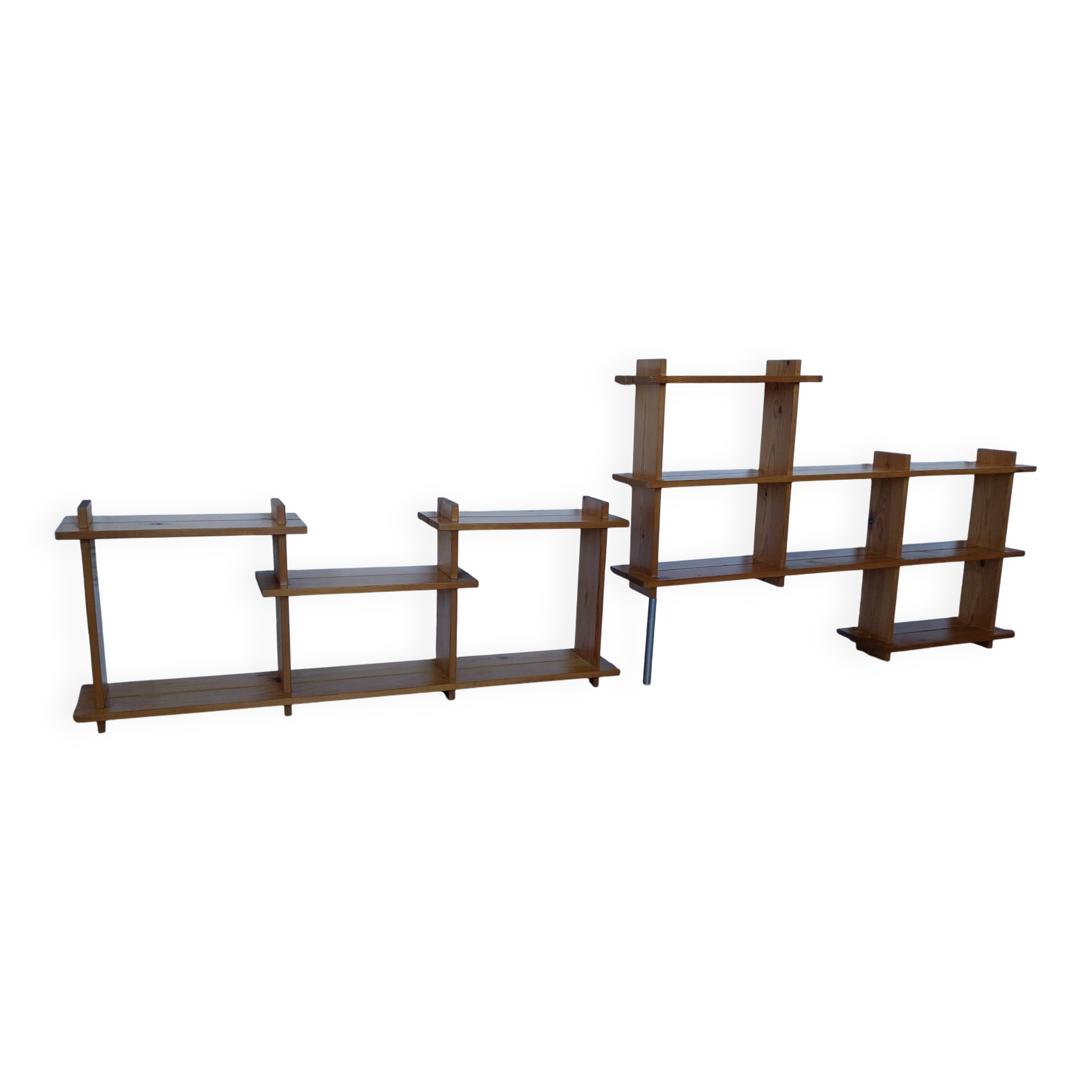 Vintage pine shelves in the style of Maison Regain.