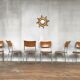 Série de 6 chaises d'école industrielle vintage empilable 1950 assise thermophormé
