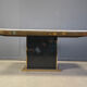 Vintage white marble and brass dining table, 1970s