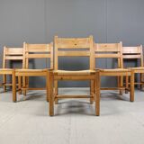 Set of 5 pine wood chairs by GM Mobler, 1960s