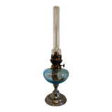 Bluish glass kerosene lamp