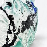 Grand centre de table en verre fusionné – pièce sculpturale abstraite