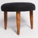 Vintage black wool stool from the mid-century, Denmark, 1960.