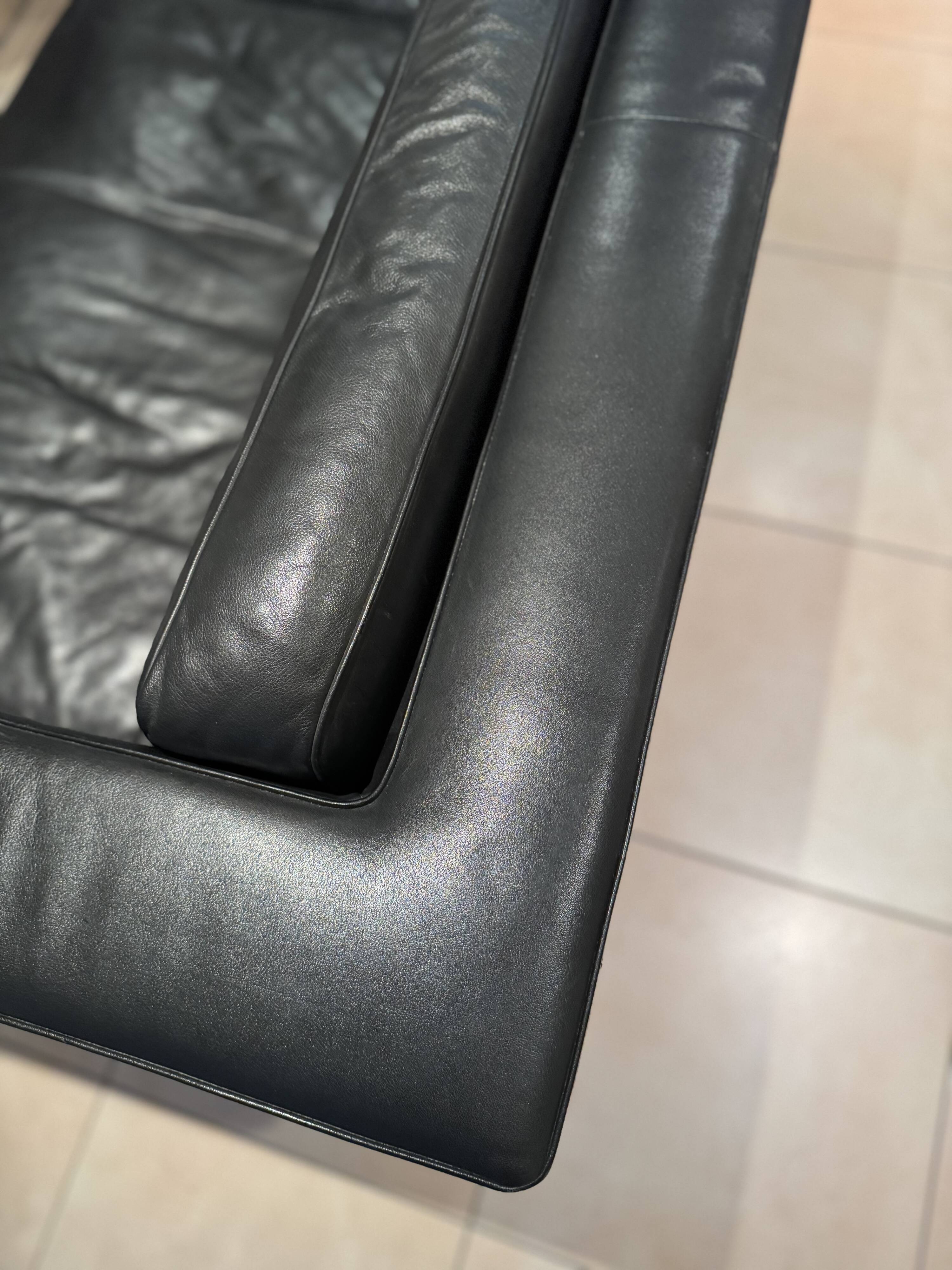Black leather sofa by Sede – Design by Andrée Putman – 1990s