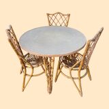Bamboo and rattan table attributed to Audoux Minet