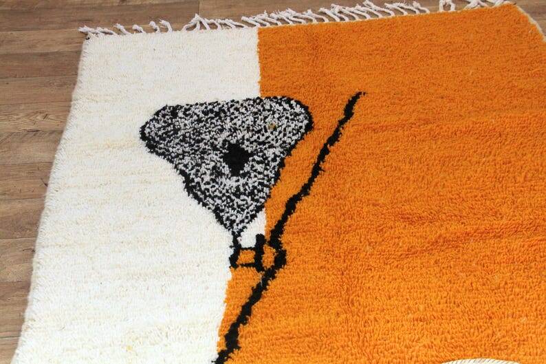 Orange tapis marocain artisanal 250cmx150cm