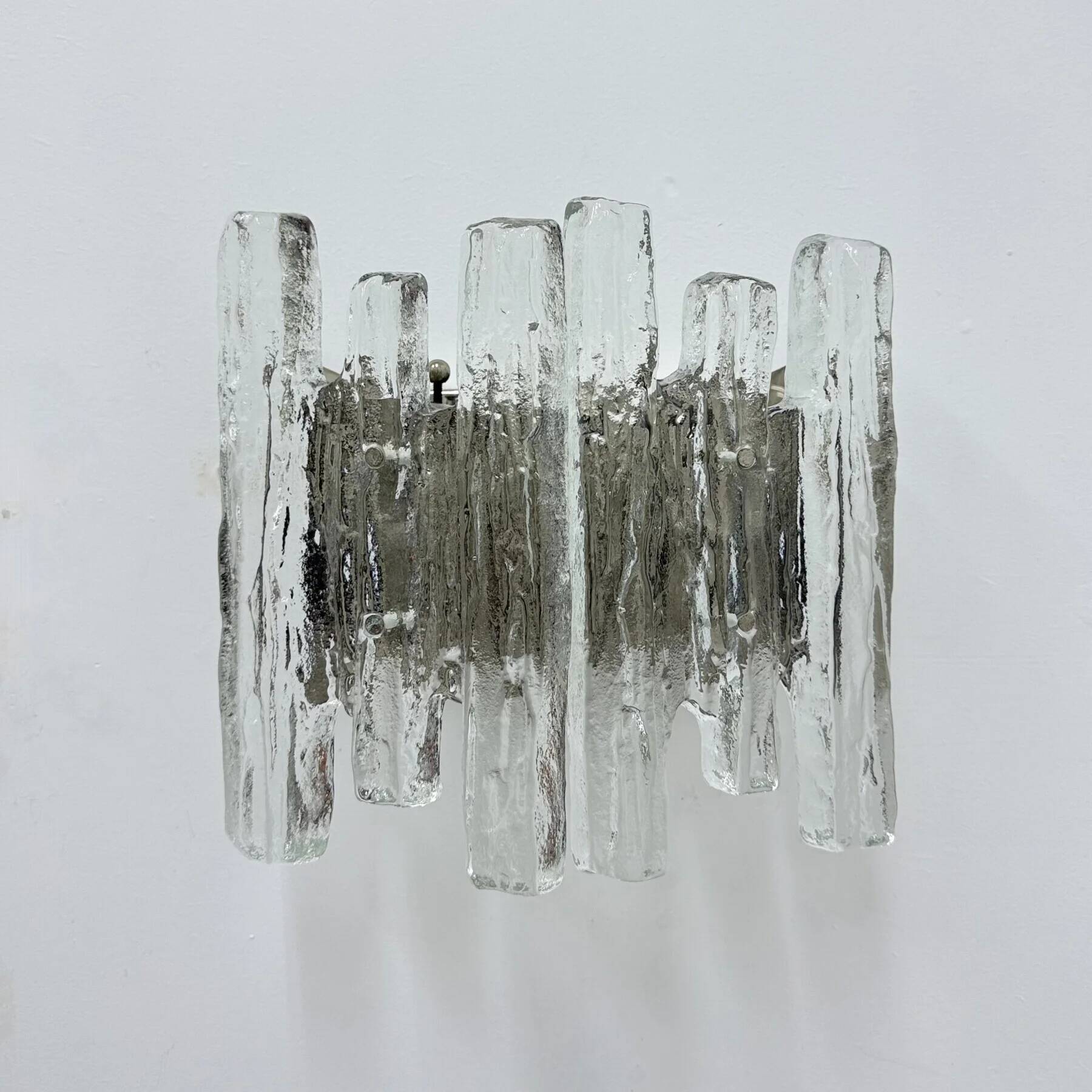 Wall sconce ice glass and metal by J.T. Kalmar for Kalmar, 60s