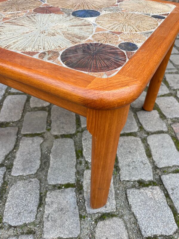 Table basse en teck avec carreaux par Tue Poulsen pour Haslev