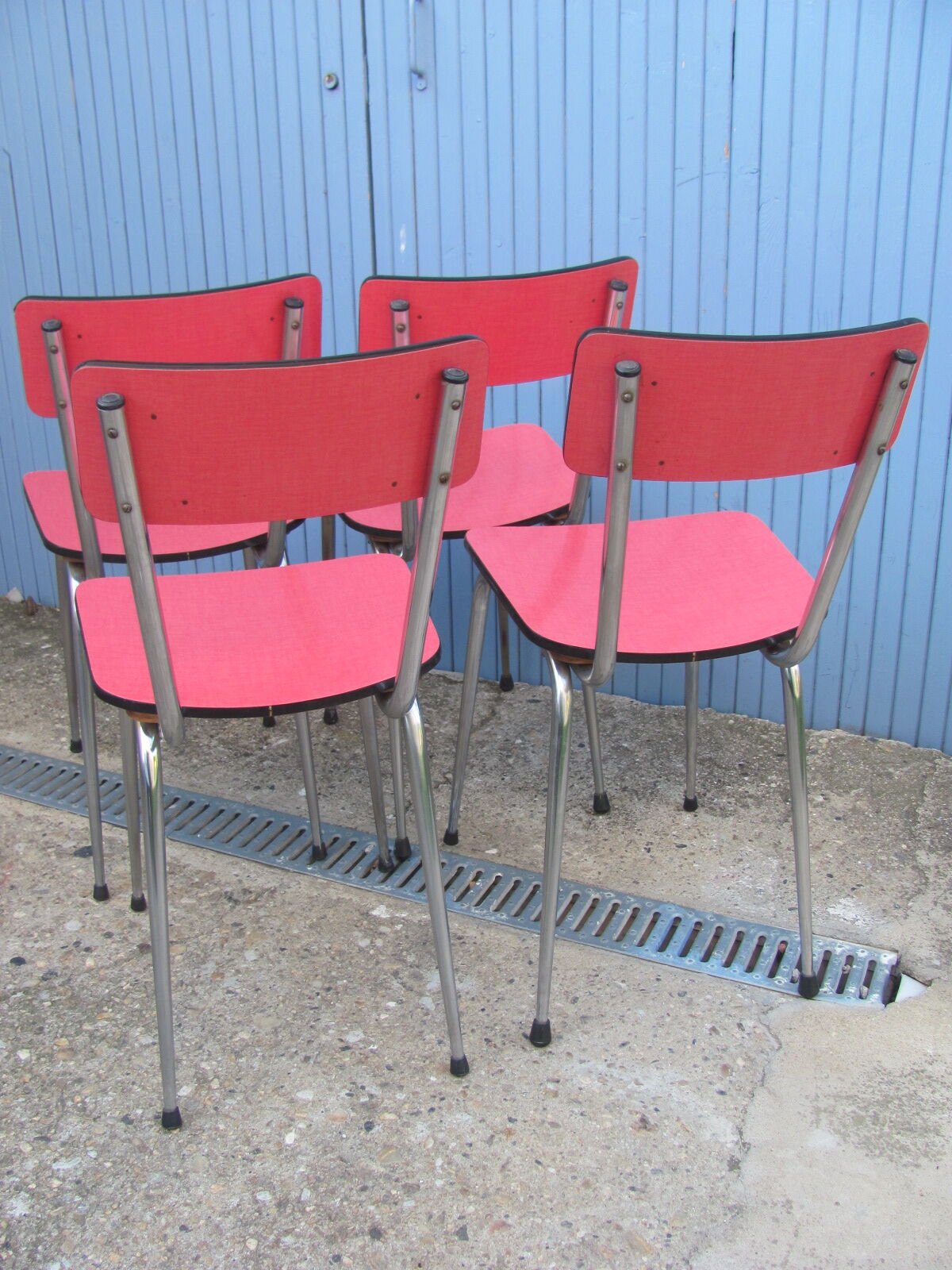Set 4 chairs red formica