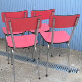 Set 4 chairs red formica