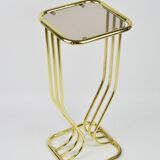 Table d'appoint en métal doré et verre, années 1980