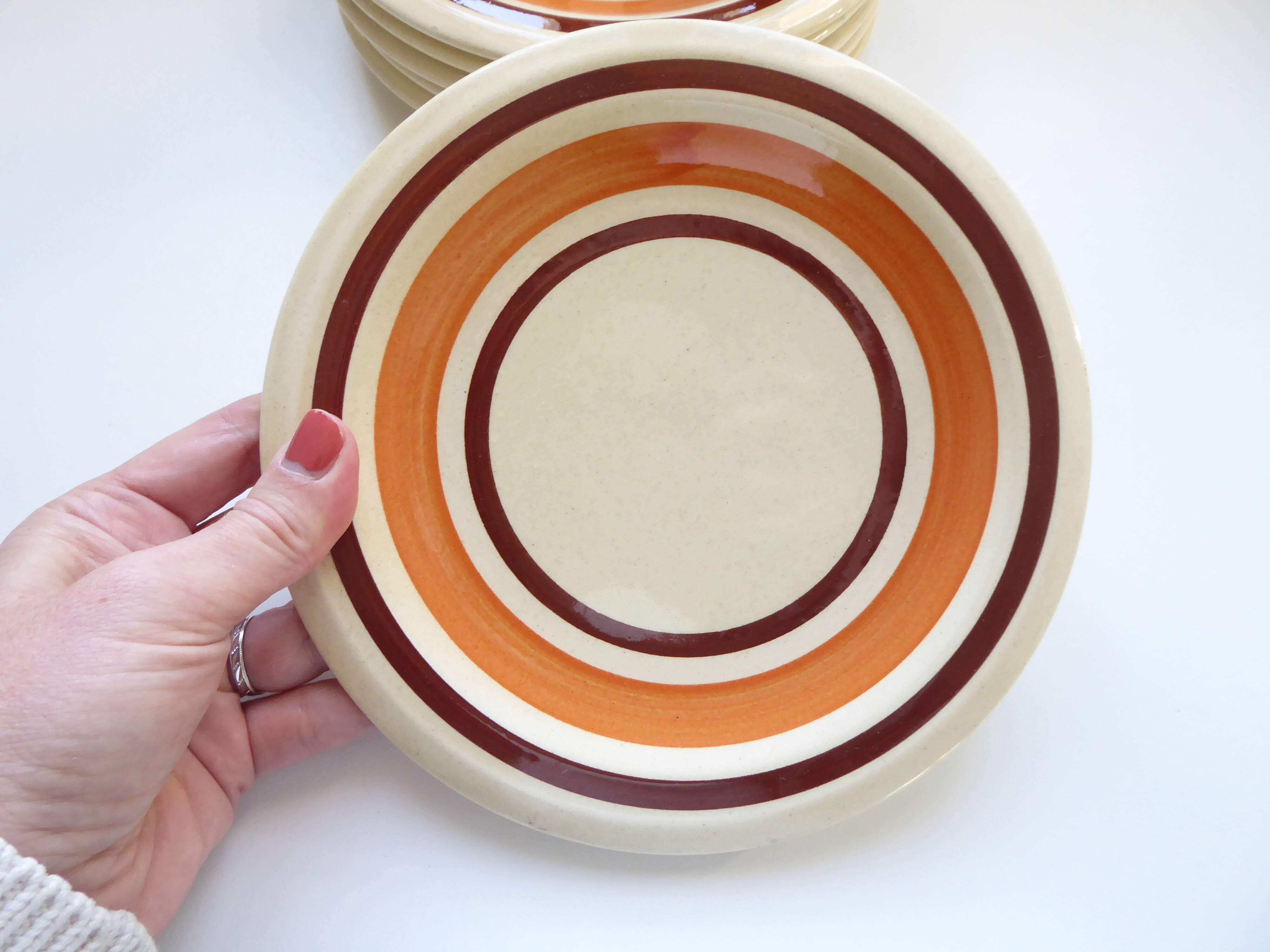 Set of 6 Vintage Earthenware Dessert Plates