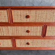 Commode vintage en rotin et bambou Maugrion pour Roche Bobois