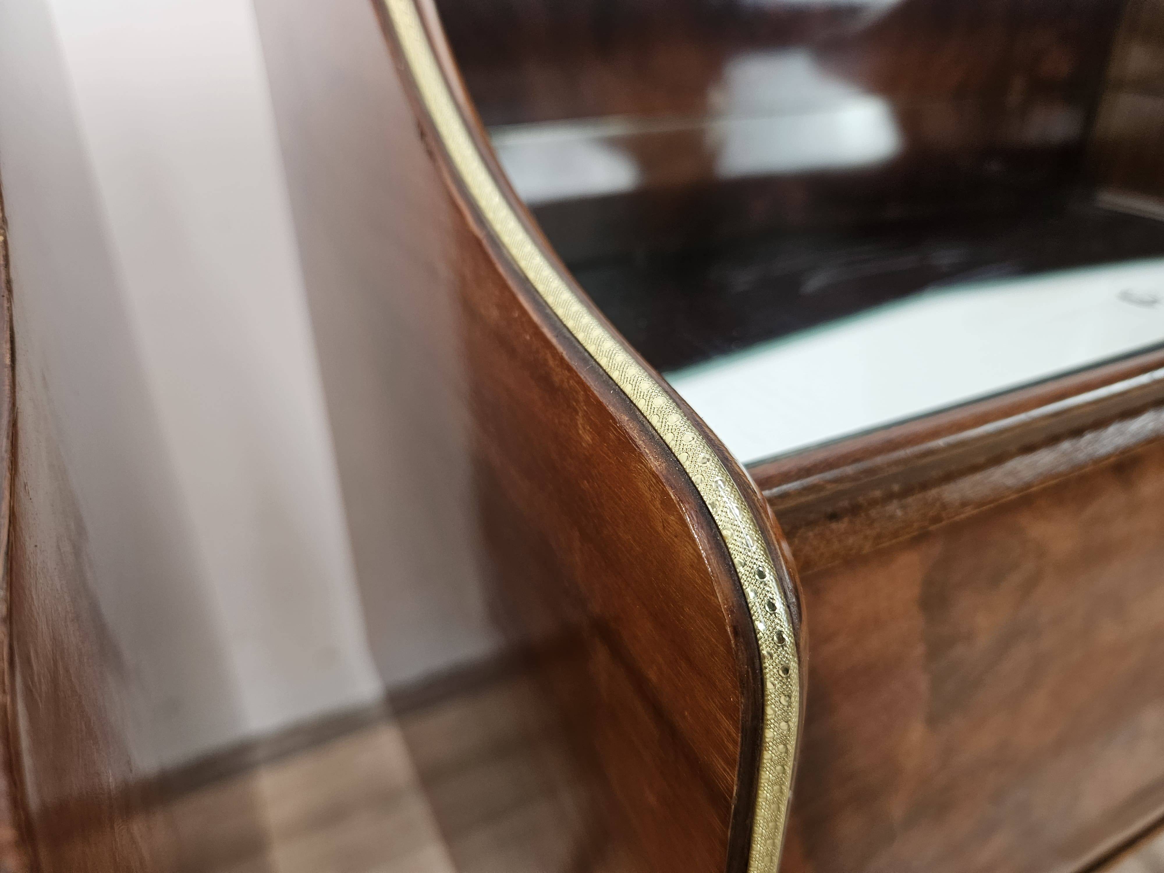 Walnut burl bedside tables with double glass top