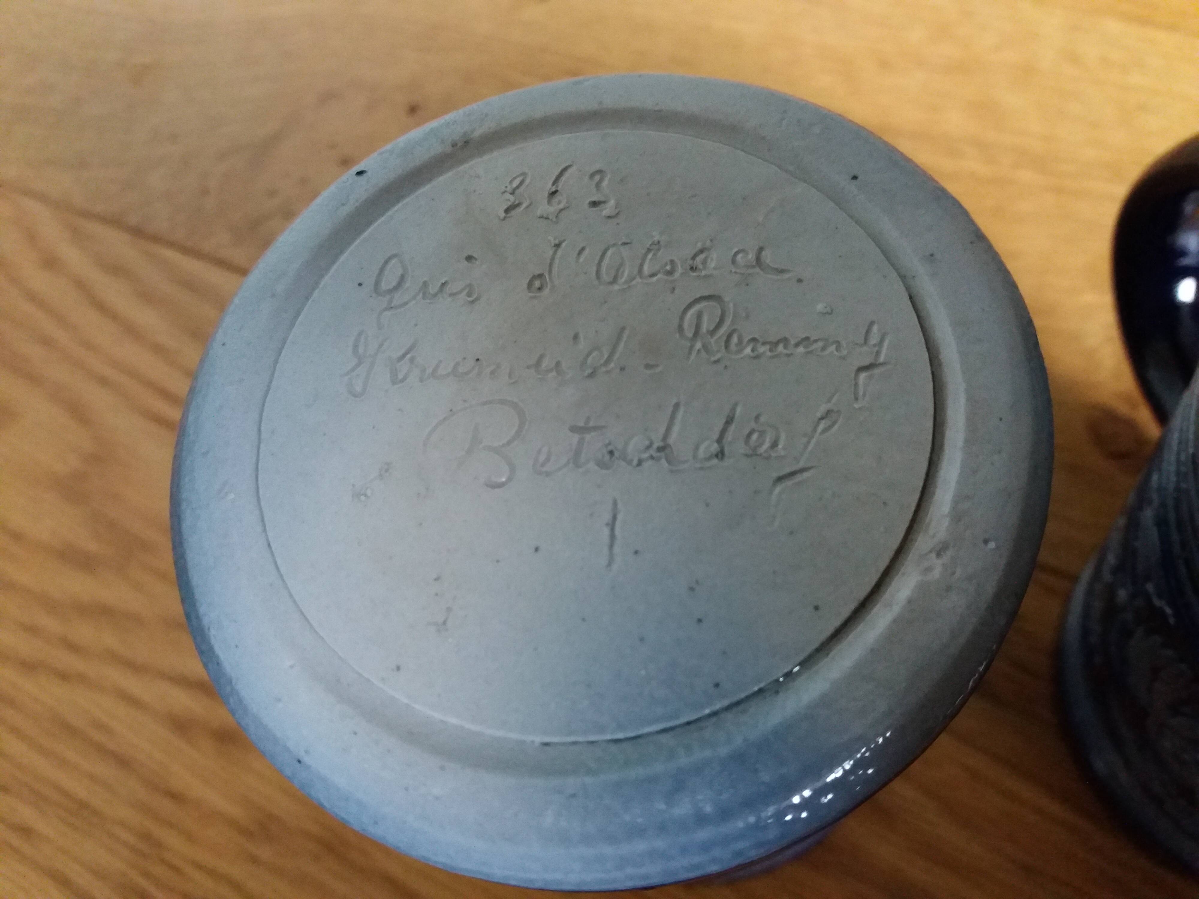 Mug cup in Alsace Betschdorf sandstone signed Krumeich Remmy