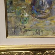 Oil on canvas young woman with a pink knot by riasnianski