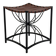 French elegant vintage stool with black metal and brown leather