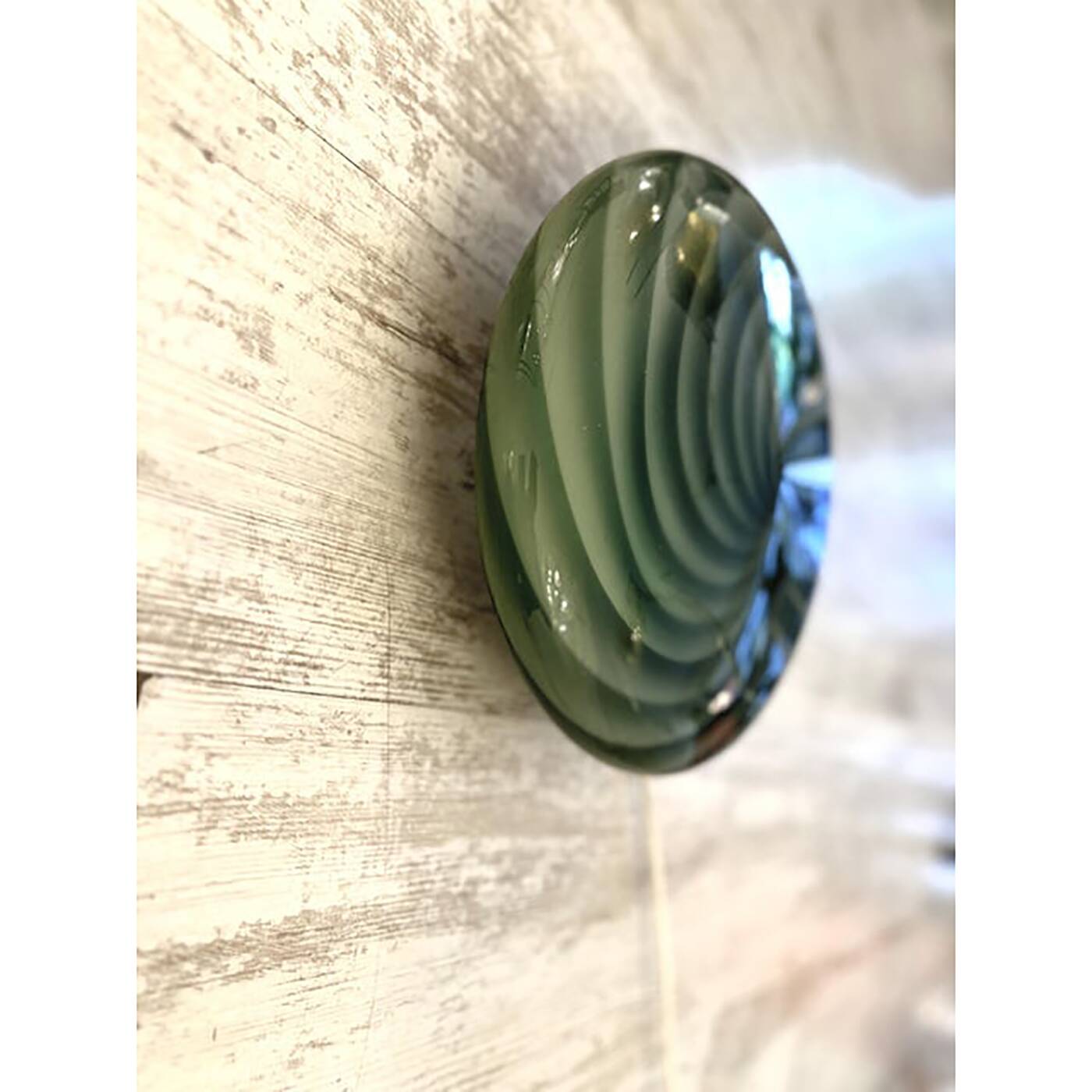 Italian Milky-White and Green Swirls Murano Glass Flush Mount or Wall Sconc