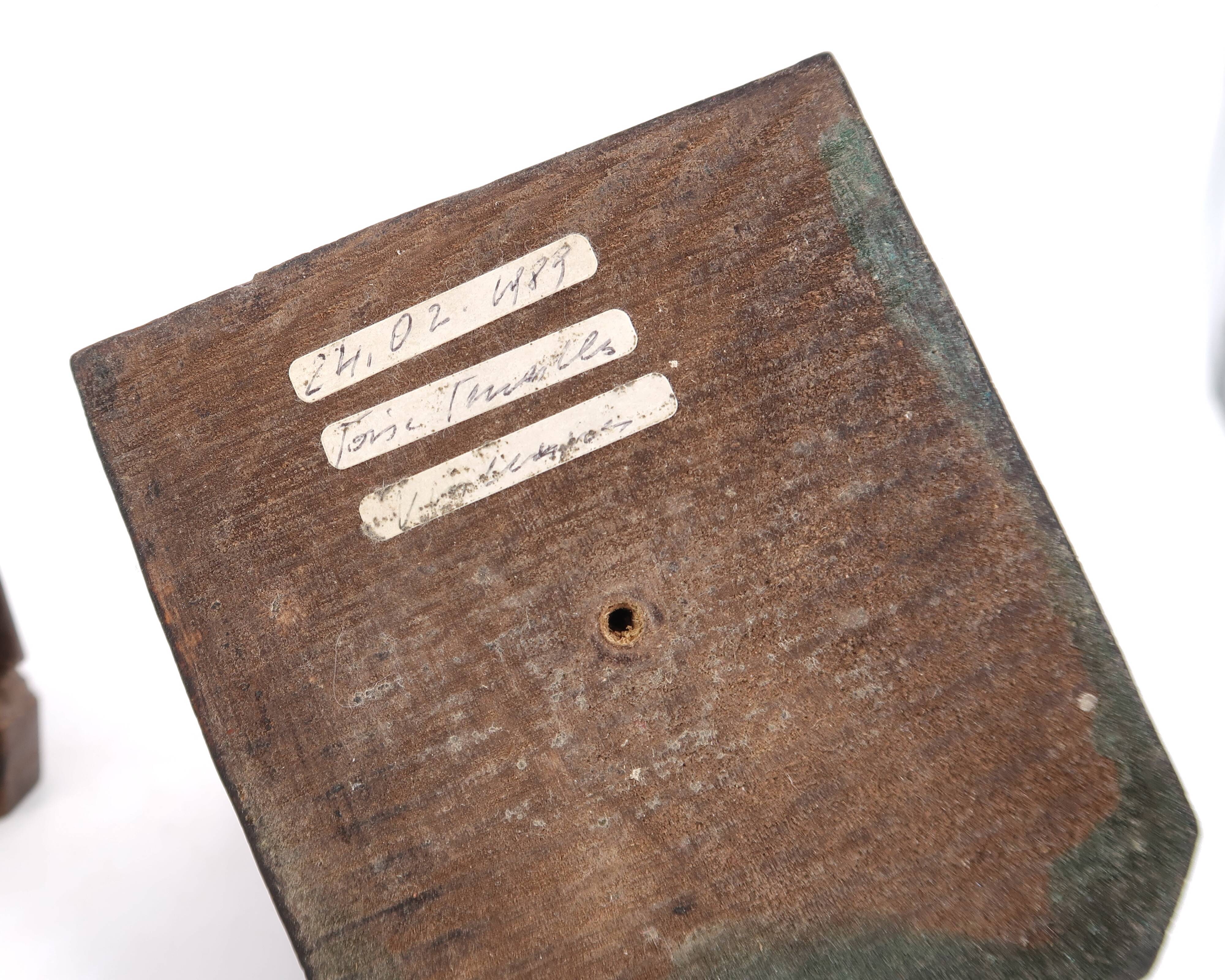 Wooden bookends monks reading, 80s