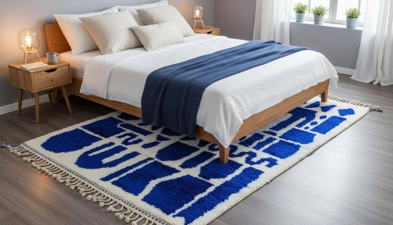 Handmade Berber rug, natural wool, 3x2 m.