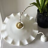 Ruffled opaline pendant light