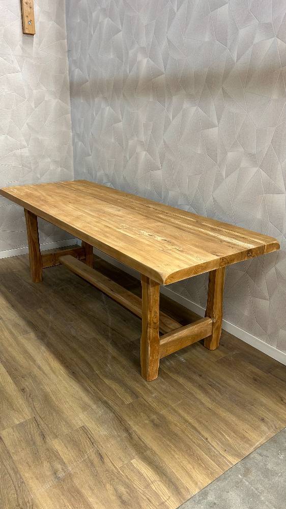 Solid pickled elm farmhouse table