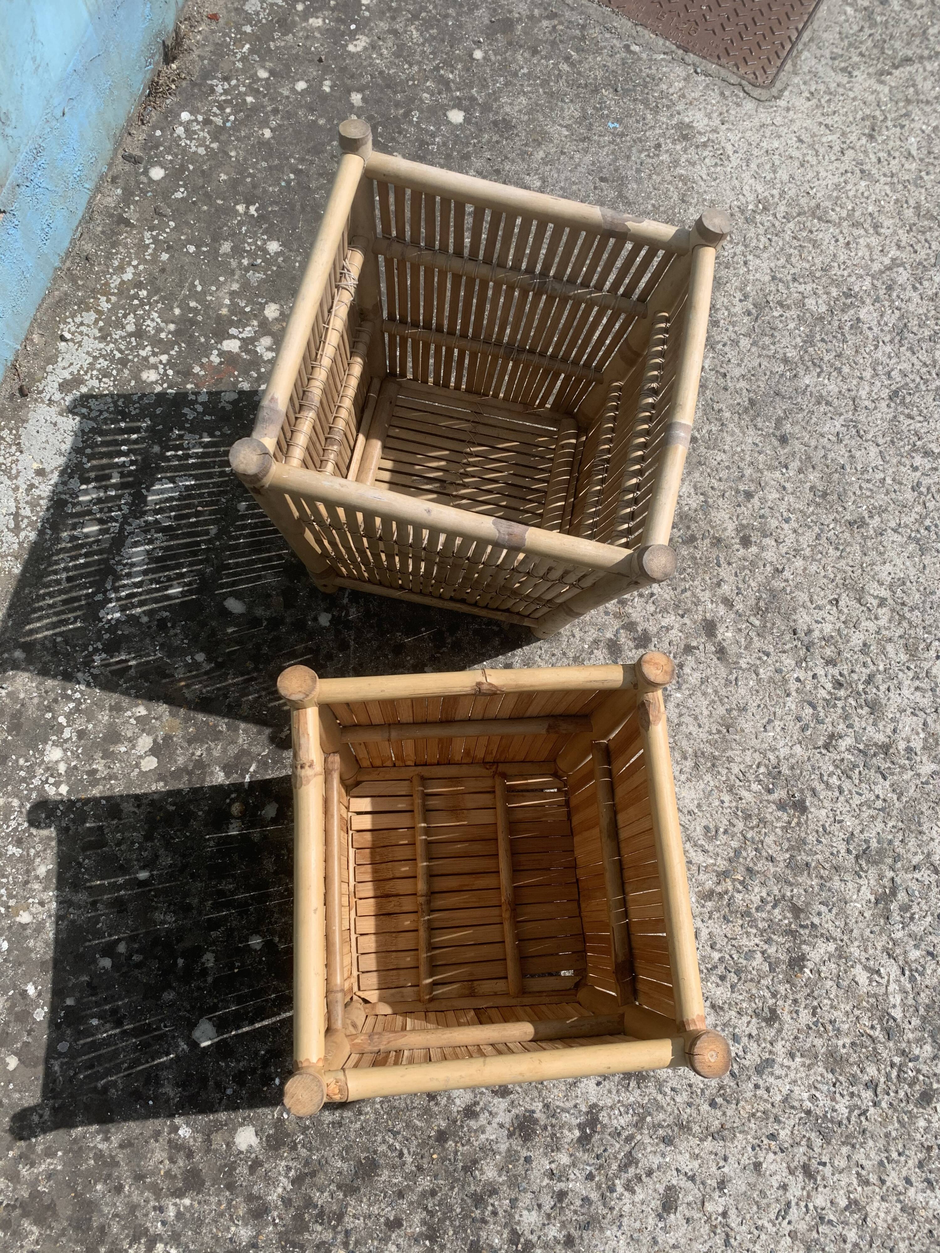Lot of 2 bamboo pot covers