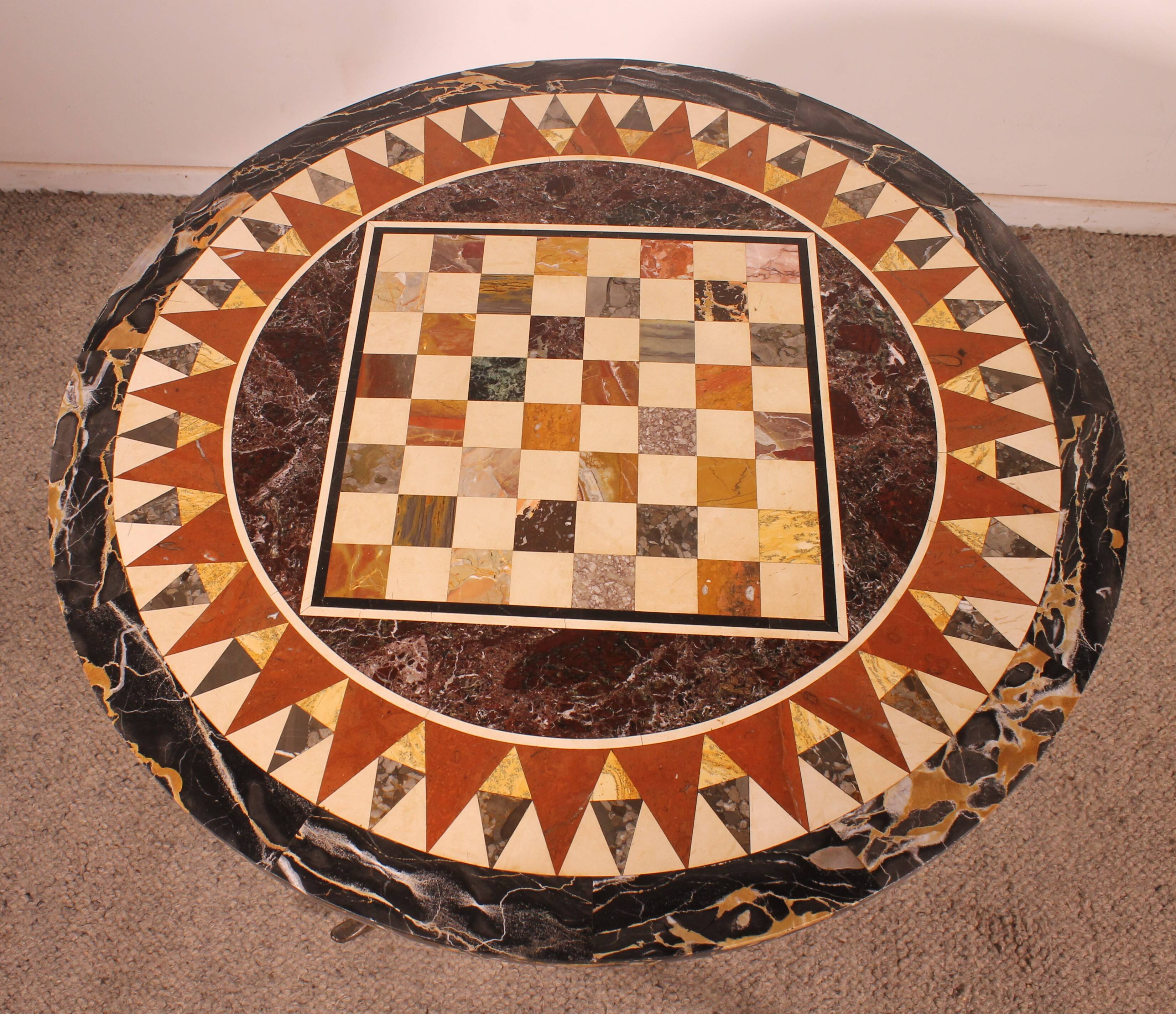 gueridon with a pietra dura top featuring a game board - 18th century