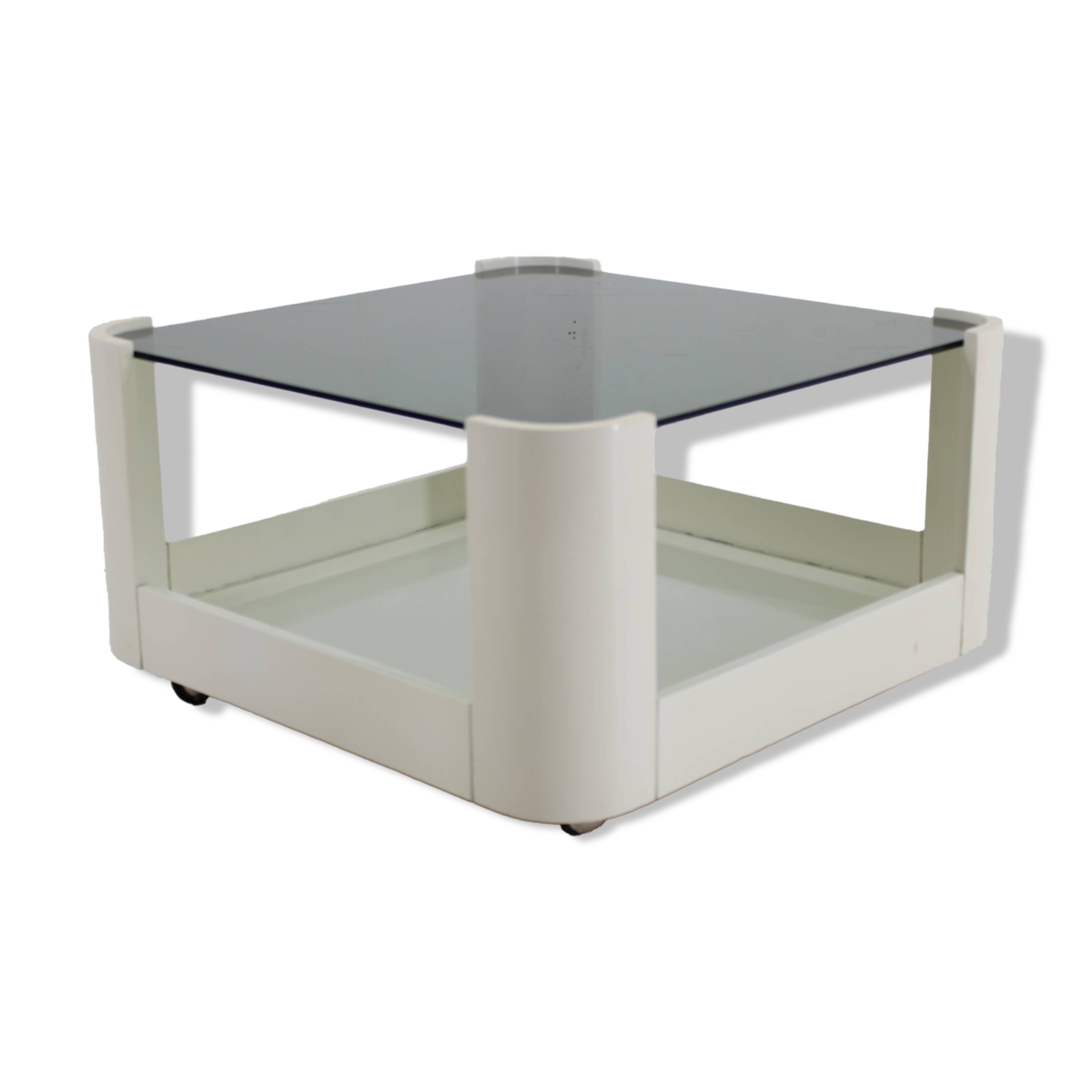 1970s Italian Square Glass Coffee Table