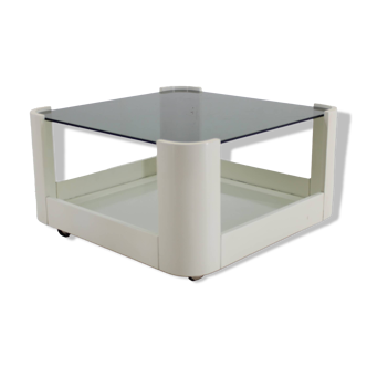 1970s Italian Square Glass Coffee Table